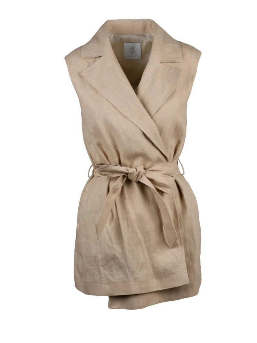 Eleventy Beige Linen Vest