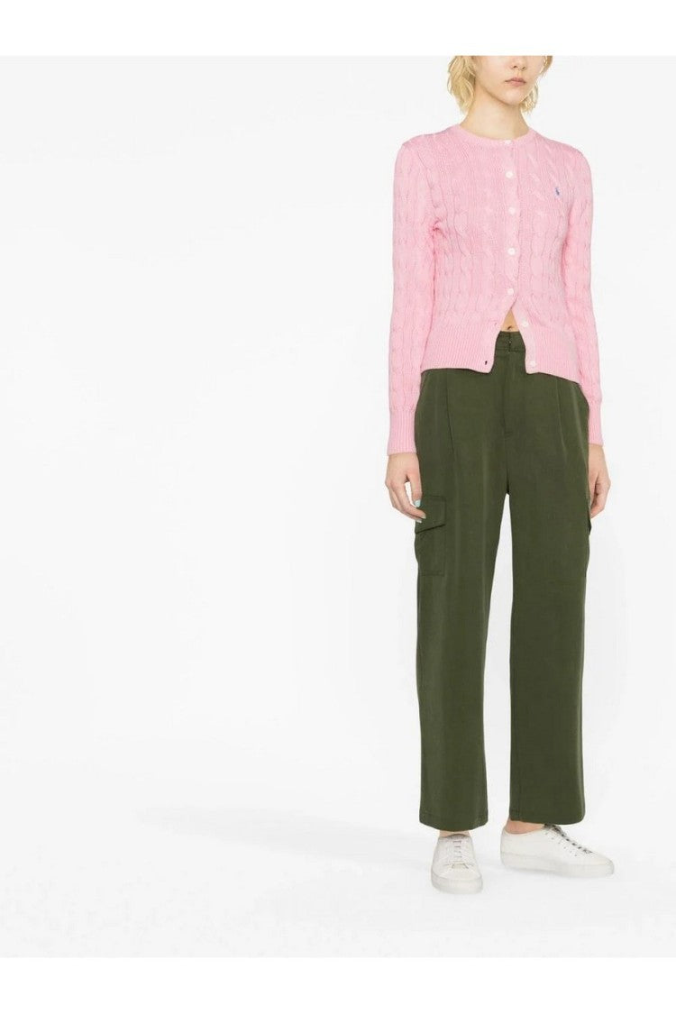 Polo Ralph Lauren Pink Cable-Knit Button-Front Cotton Cardigan