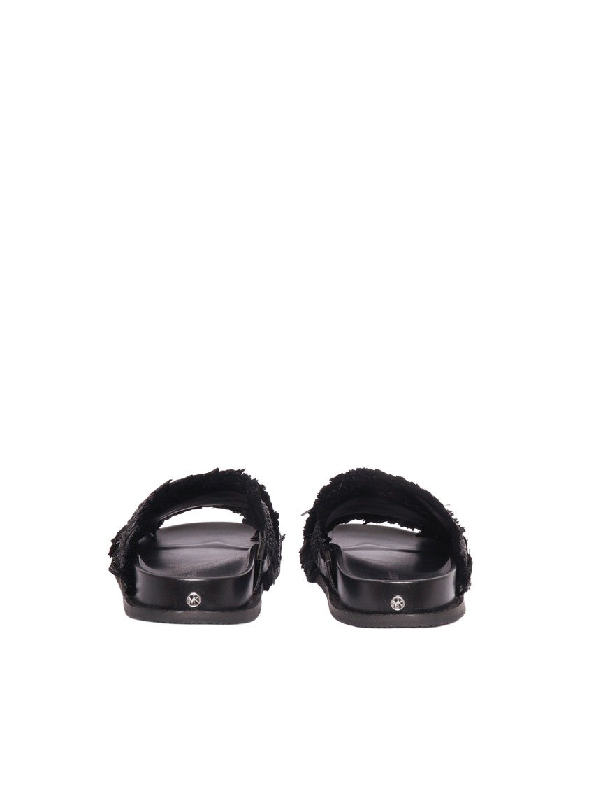 Michael Kors Black Peyton Crisscross Flat Sandals