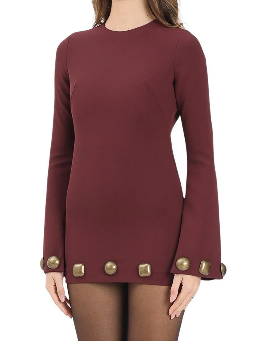 Noell Maggini Short Dress With Bold Back Cut-Out And Metallic Embellishments