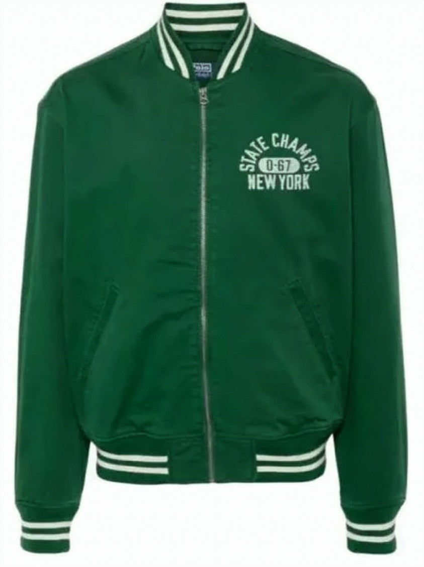 Polo Ralph Lauren Deep Green Bomber Jacket With Ribbed Cuffs