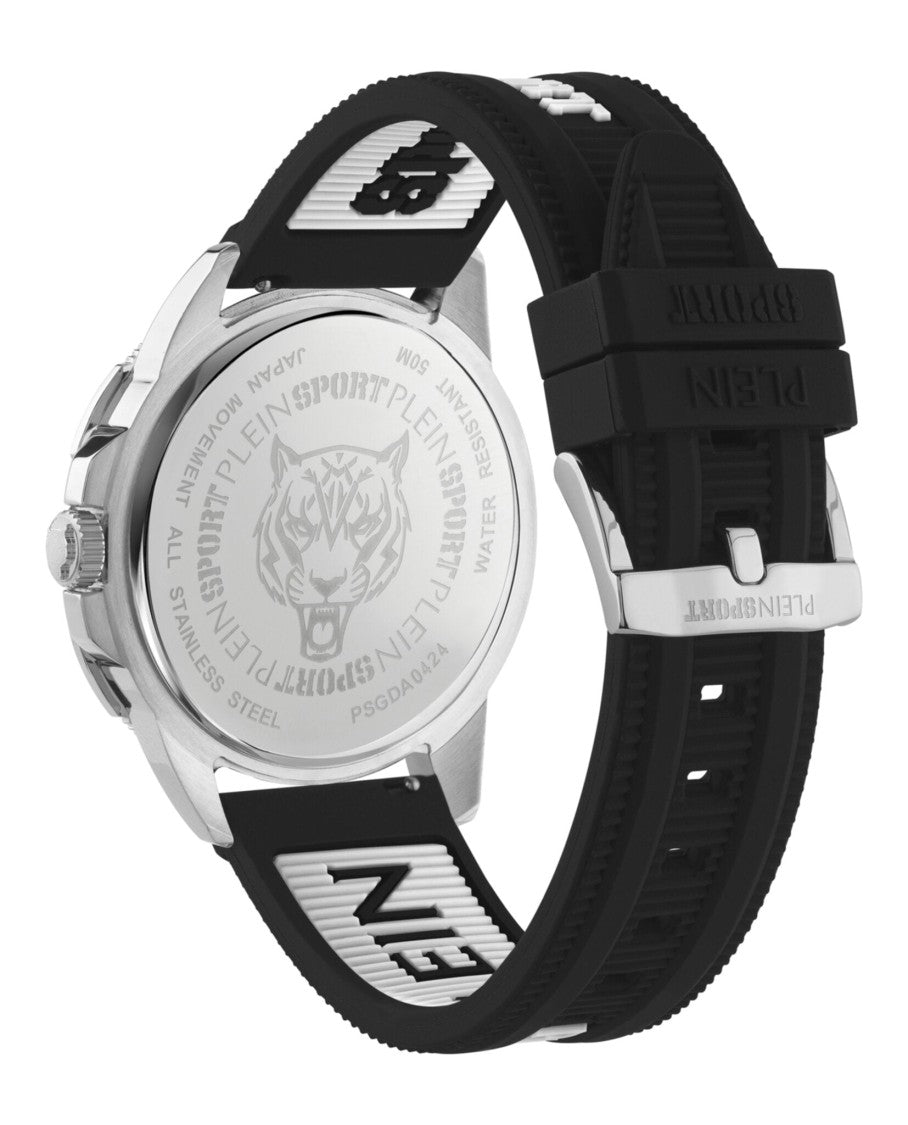 Plein Sport Sporty Black Silicone Watch With Enamel Dial
