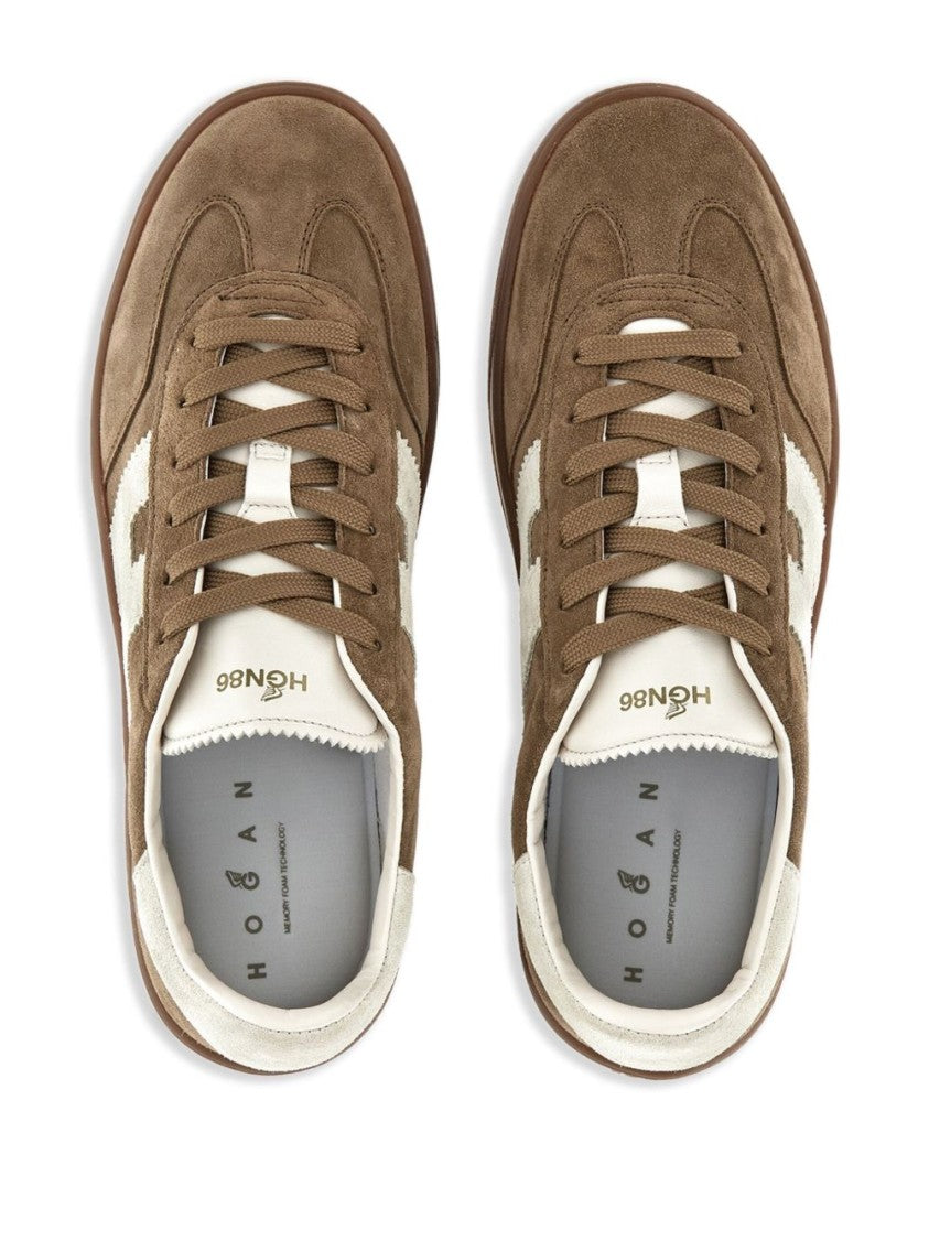 Hogan Earth Brown Suede Lace-Up Sneakers