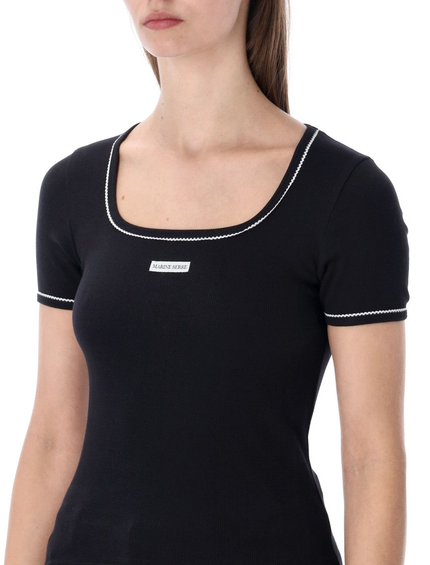 Marine Serre Light Ribbed Squareneck T-Shirt
