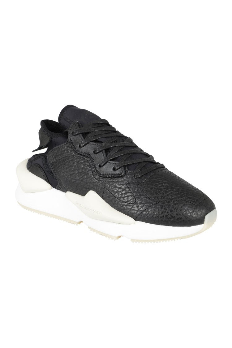 Y-3 Kaiwa Textured Black Leather Sneakers