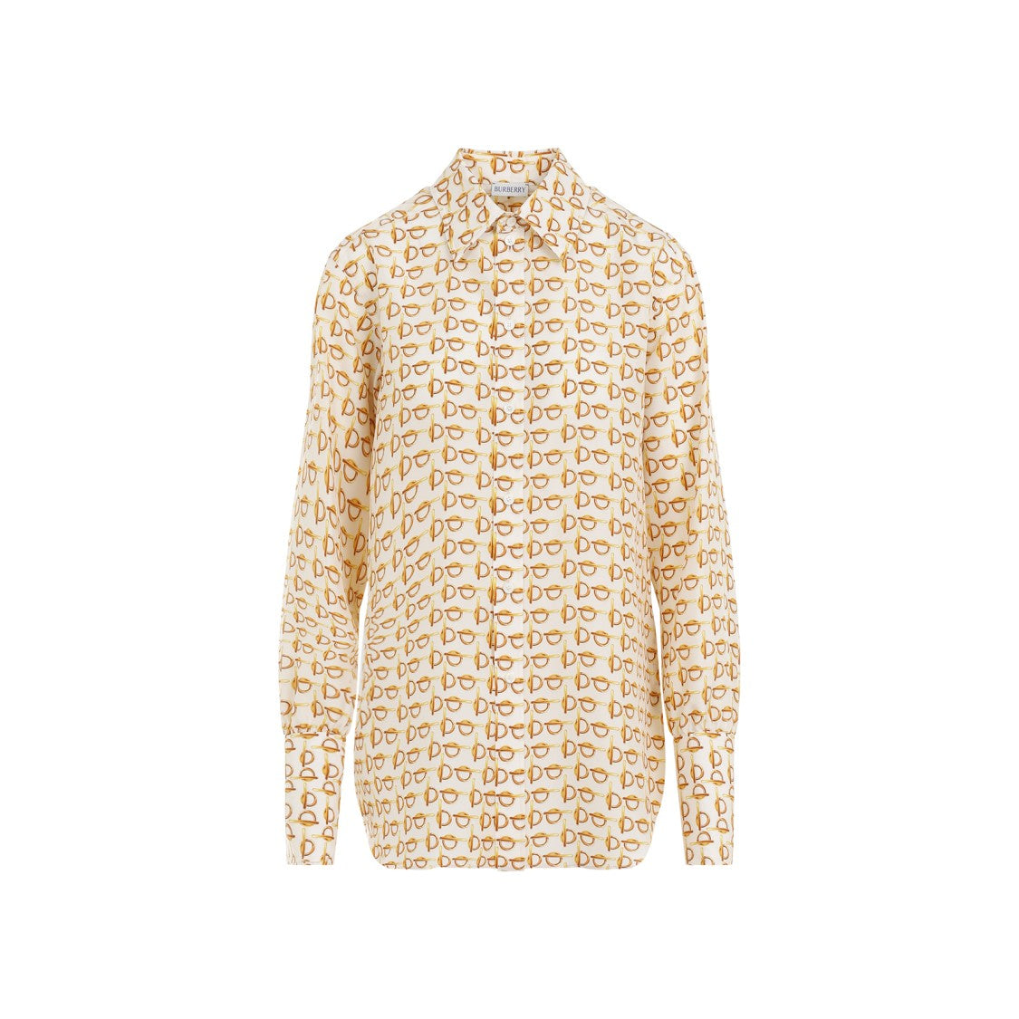 Burberry Gold And White Silk Shirt