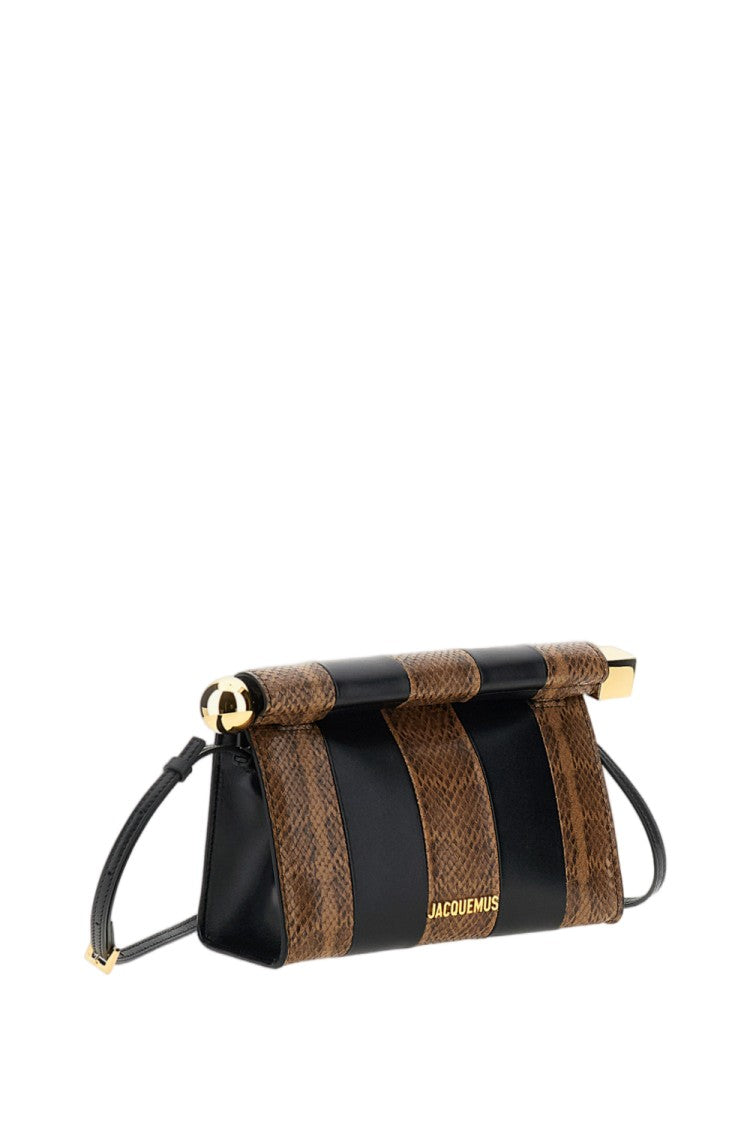 Jacquemus Le Sac Rond Carre Bicolor Paneled Leather Shoulder Bag