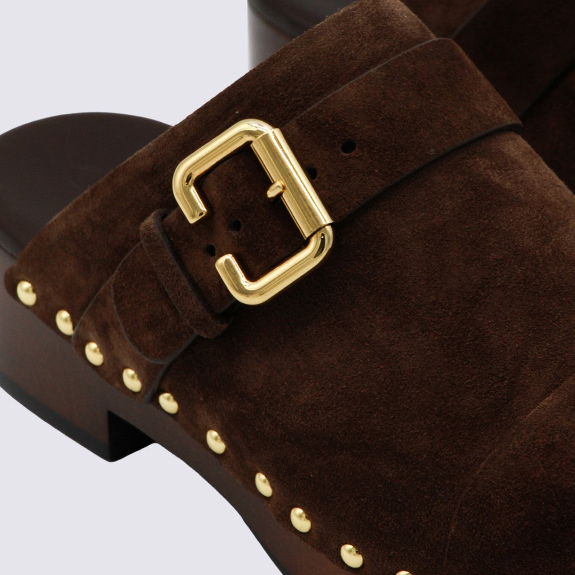 Chloé Brown Suede Sandals With Chunky Wooden Platform