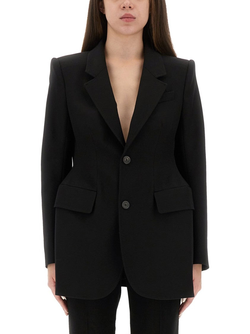 Balenciaga Tailored Black Hourglass Jacket With Classic Lapel And Defined Waist