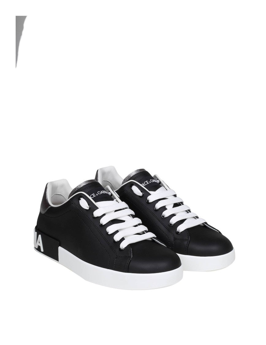 Dolce & Gabbana Black Leather Portofino Sneakers