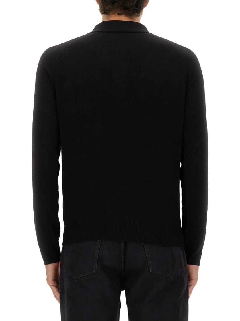 Saint Laurent Long-Sleeved Wool Polo With Classic Collar