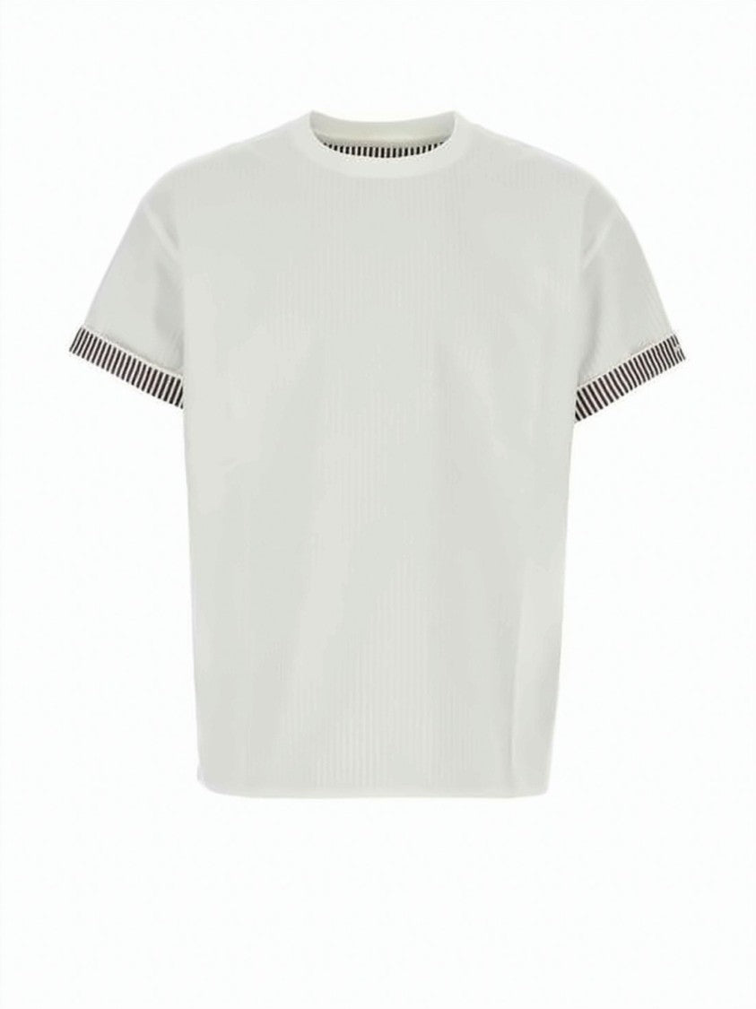 Bottega Veneta Ribbed Knit White Top With Subtle Striped Detailing