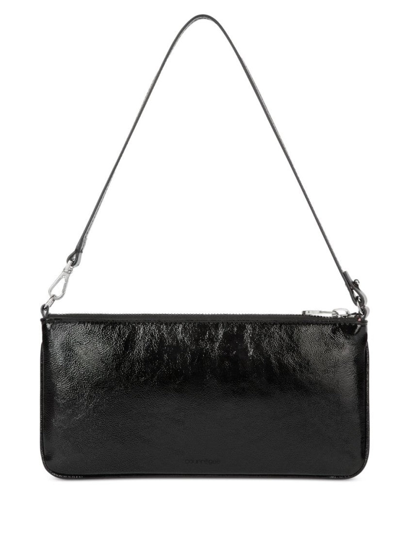 Courrèges Rectangular Shoulder Bag In Glossy Black Cow Leather