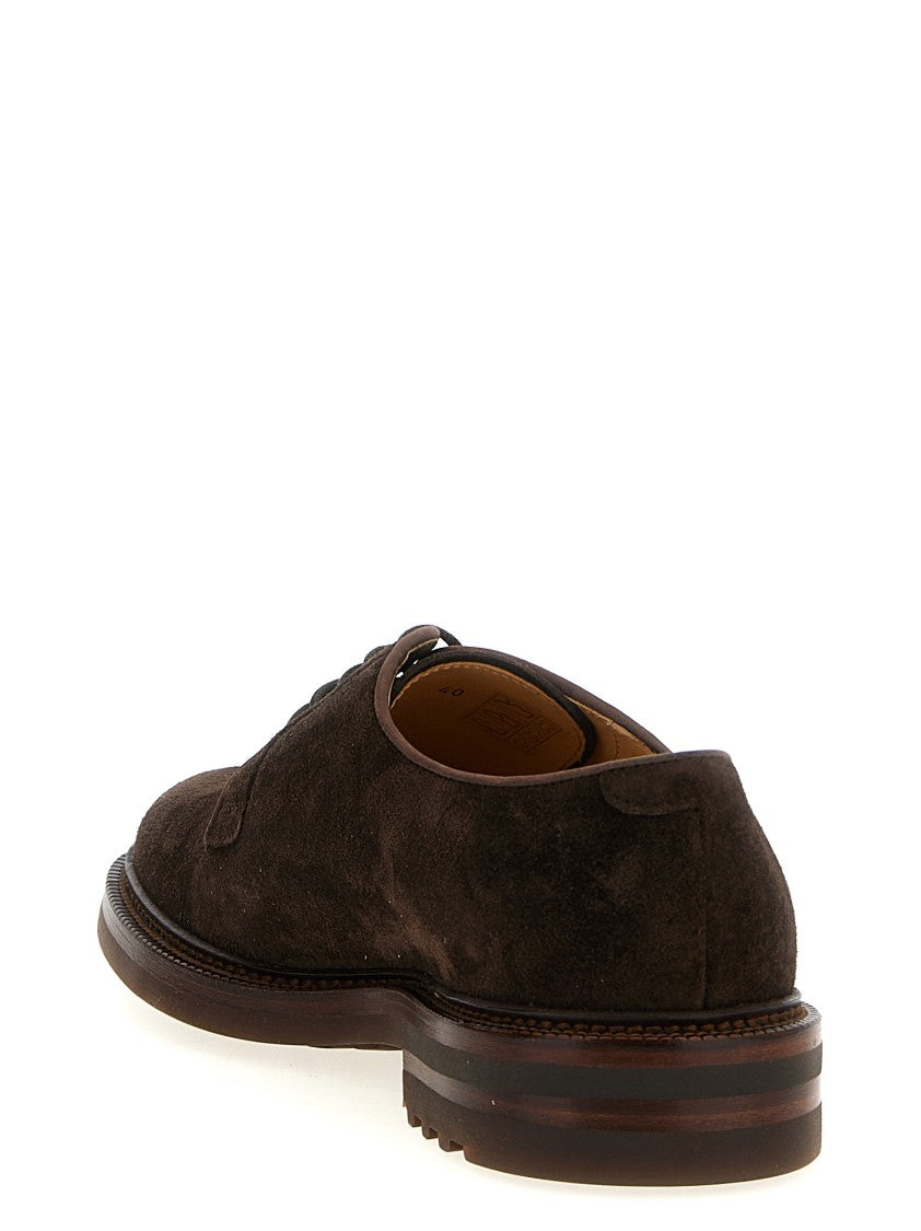 Brunello Cucinelli Classic Brown Suede Derby Shoes