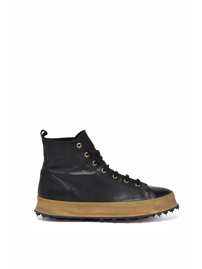 Shoto Black Leather High-Top Sneakers