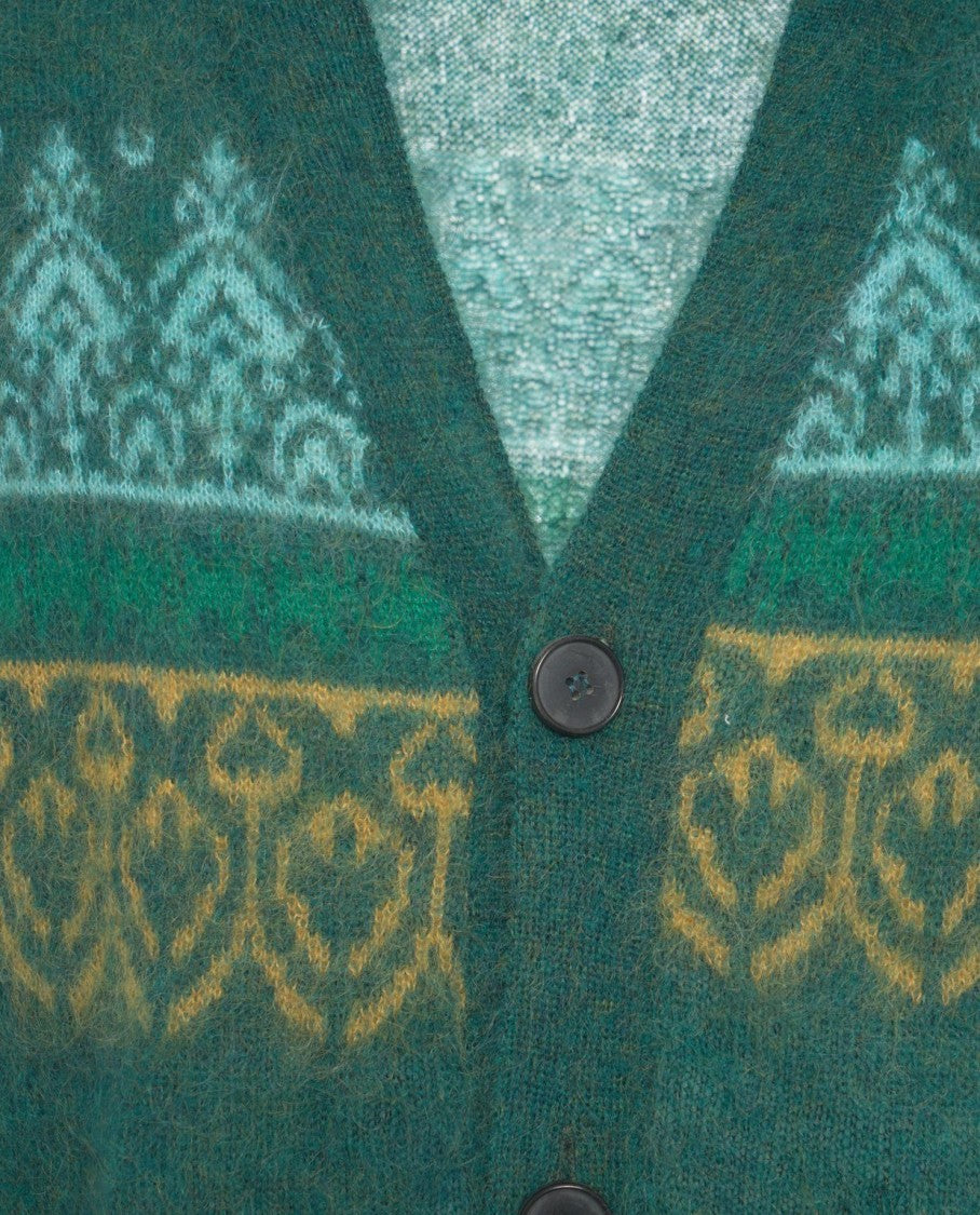 Amaranto Knit Patterned Cardigan With V-Neck And Button Closure
