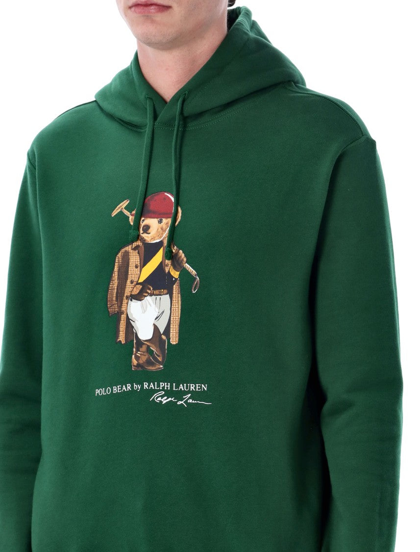 Polo Ralph Lauren Polo Bear Graphic Hoodie In Rich Green Cotton-Blend Fleece
