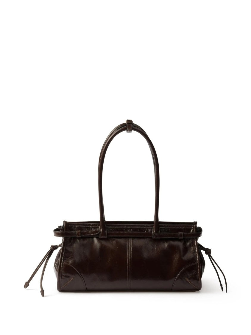 Prada Brown Bonnie Textured Leather Medium Shoulder Bag