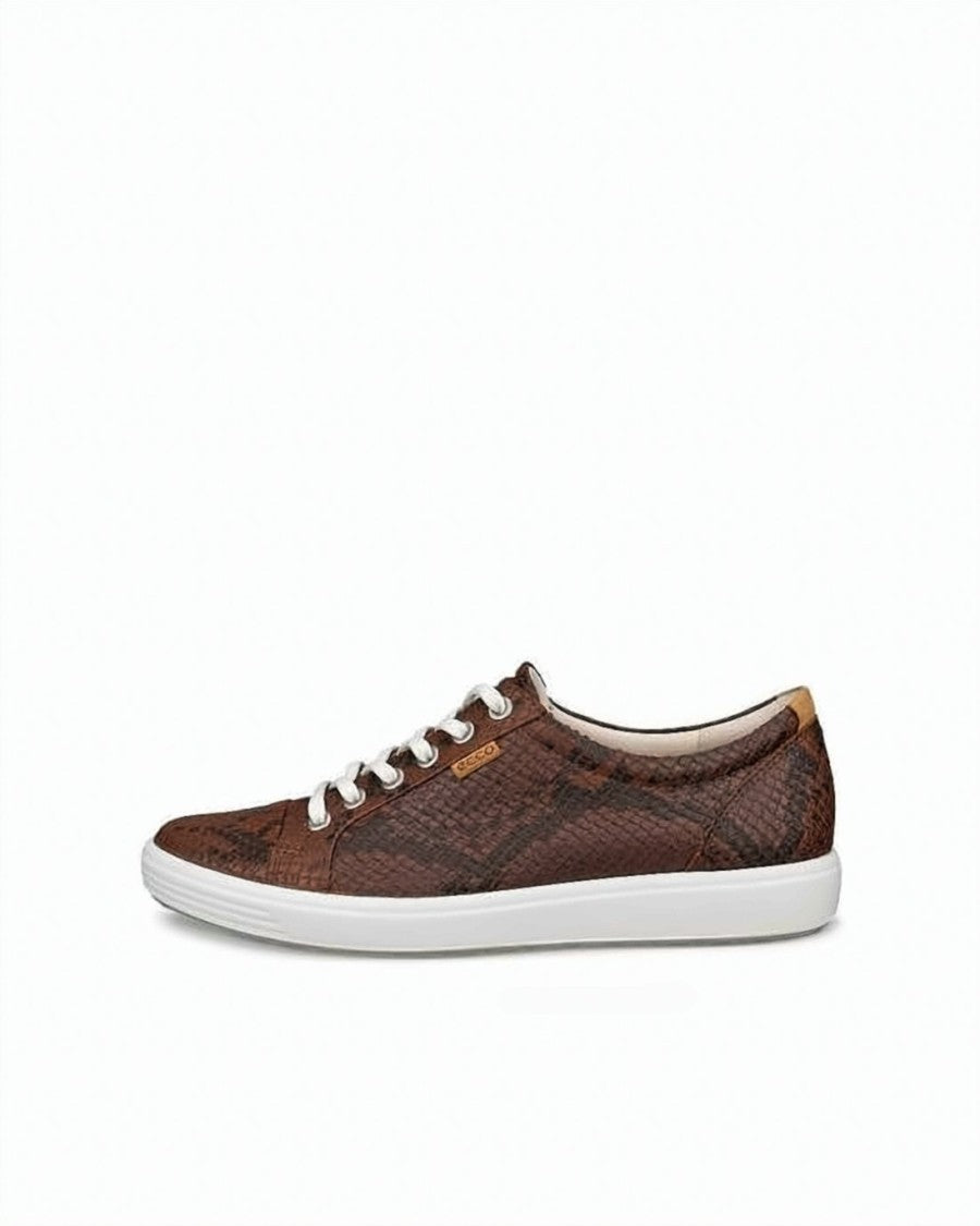 Ecco Deep Navy Leather Sneakers With Patterned Laces