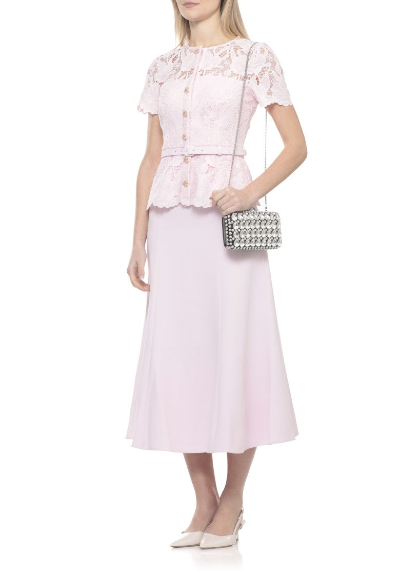 Self-Portrait Satin Crystal Pochette With Teardrop And Round Crystal Embellishments