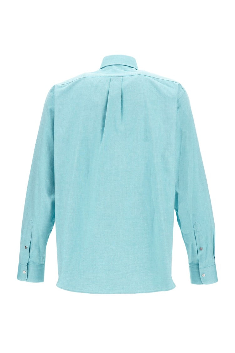 Fendi Turquoise Cotton Oxford Comfort-Fit Shirt