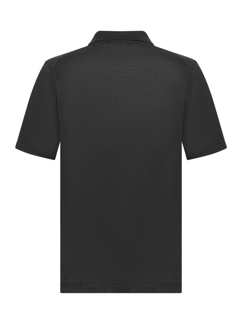 Franzese Collection V-Neck Polo Shirt In Linen-Cotton Blend