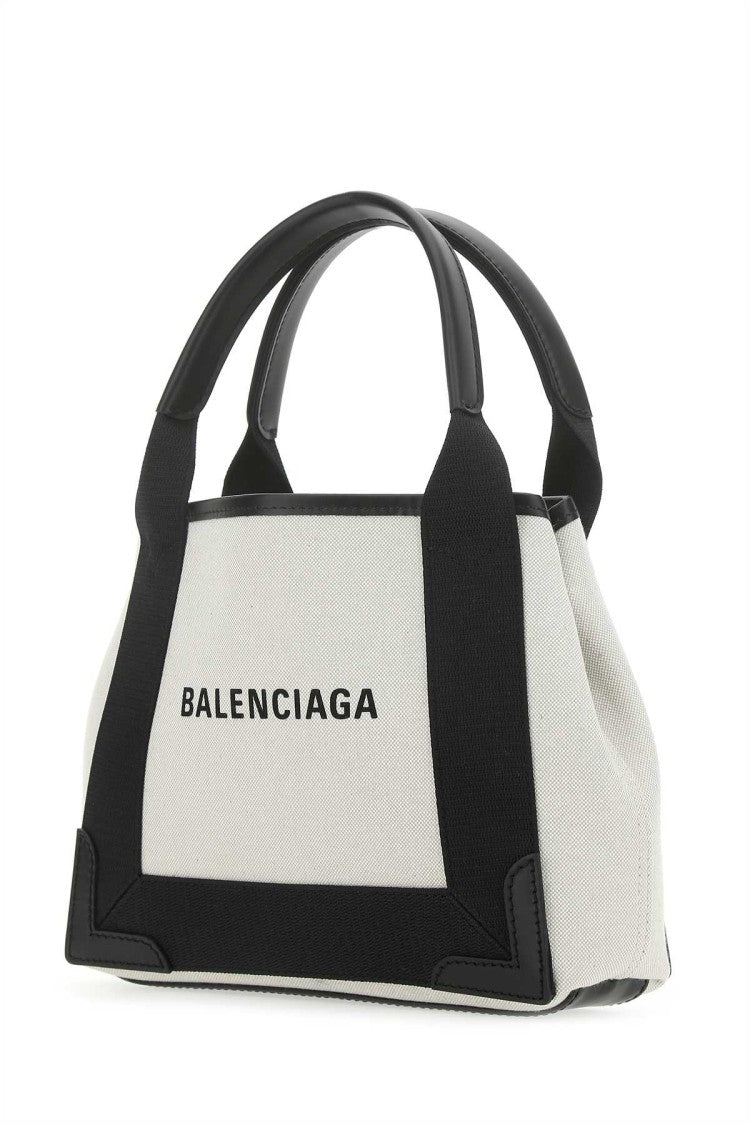 Balenciaga Two-Tone Canvas Small Cobas Navy Handbag