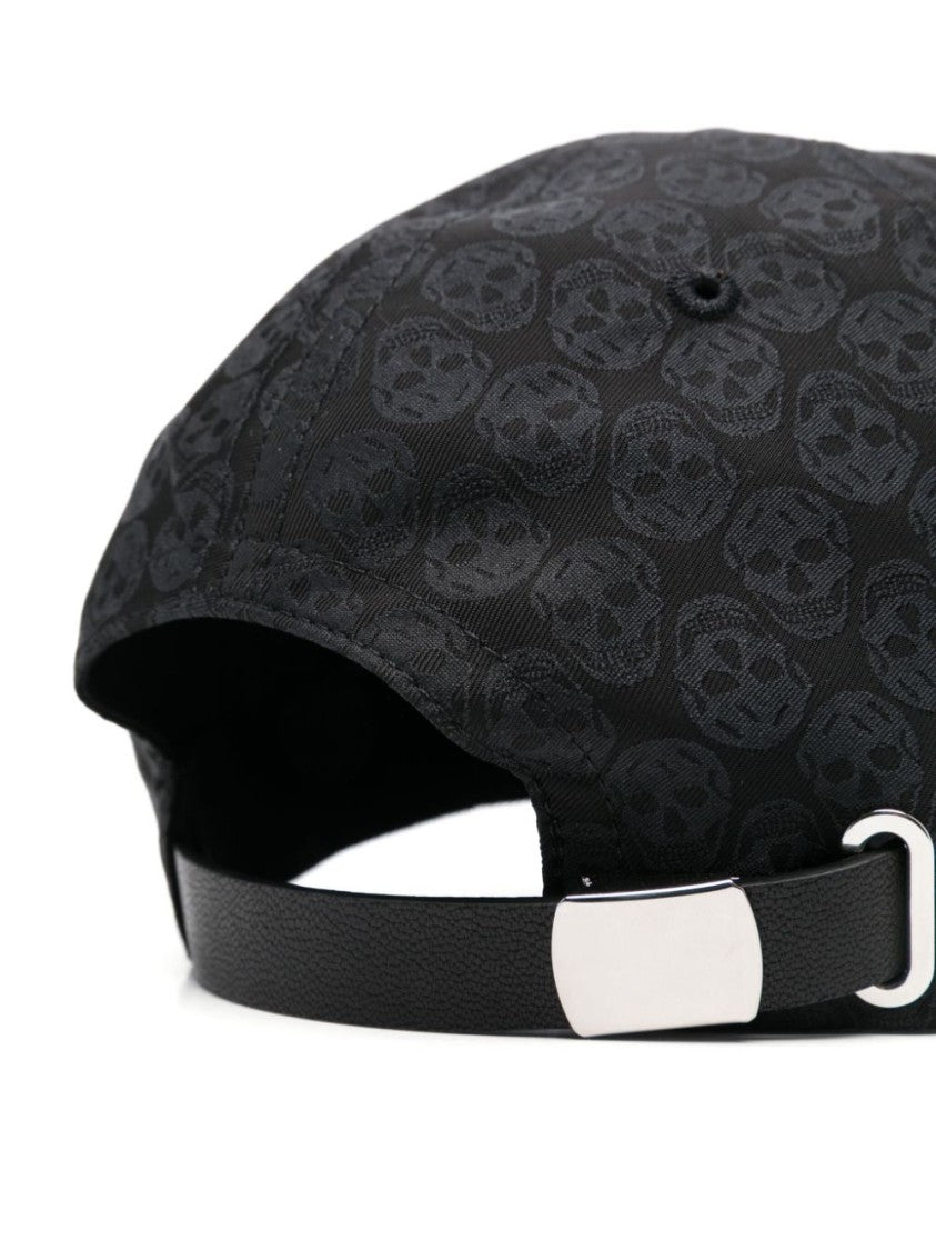 Alexander Mcqueen Structured Black Cap With Subtle Skull Pattern