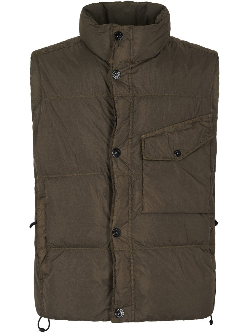 Stone Island Padded Oversized Jacket With High Collar And Flap Pocket