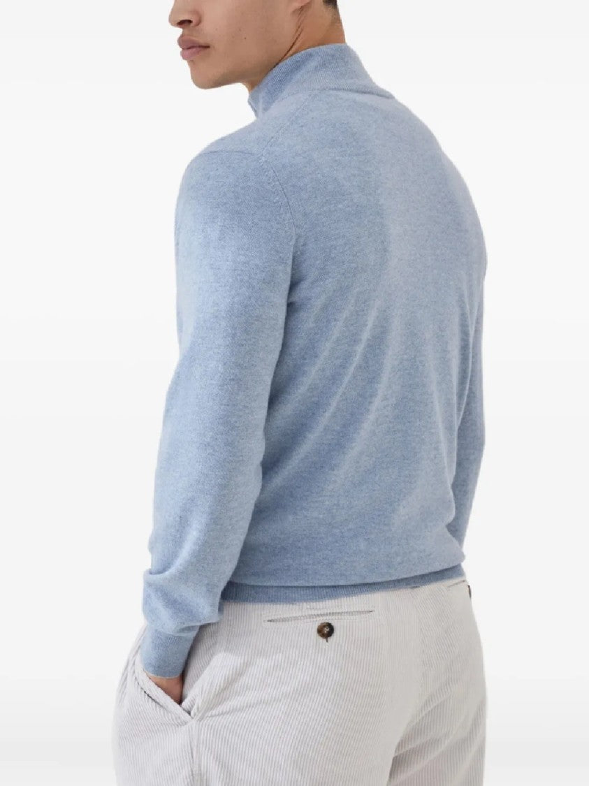 Brunello Cucinelli Half-Zip Knitwear With Stand-Up Collar