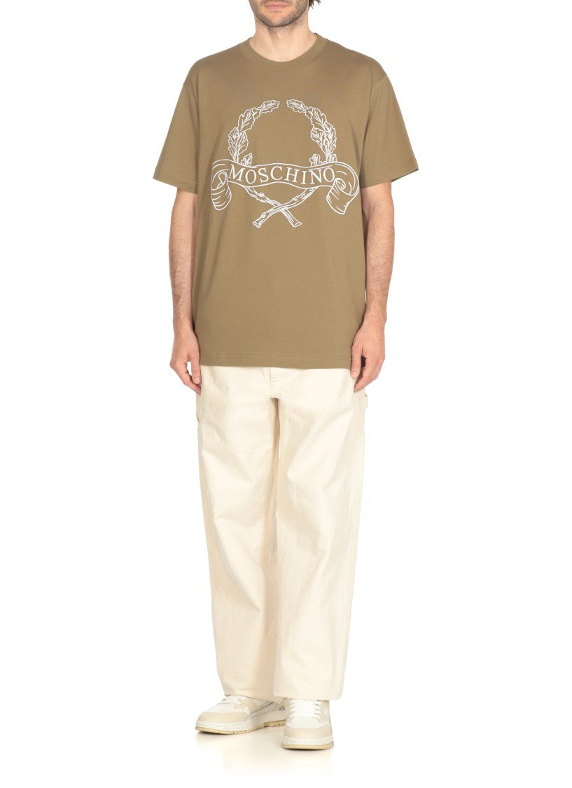 Moschino Cotton T-Shirt With Contrasting Embroidered Logo