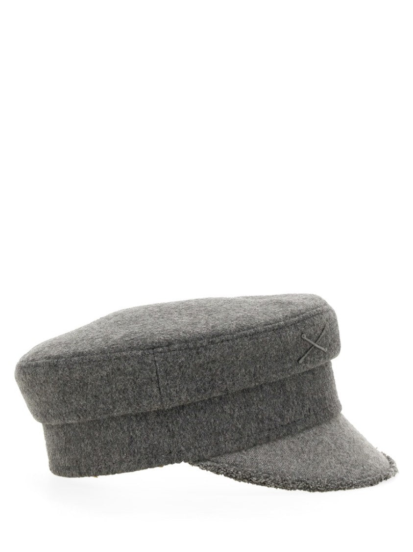 Ruslan Baginskiy Structured Grey Baker Boy Hat With Embellished Emblem