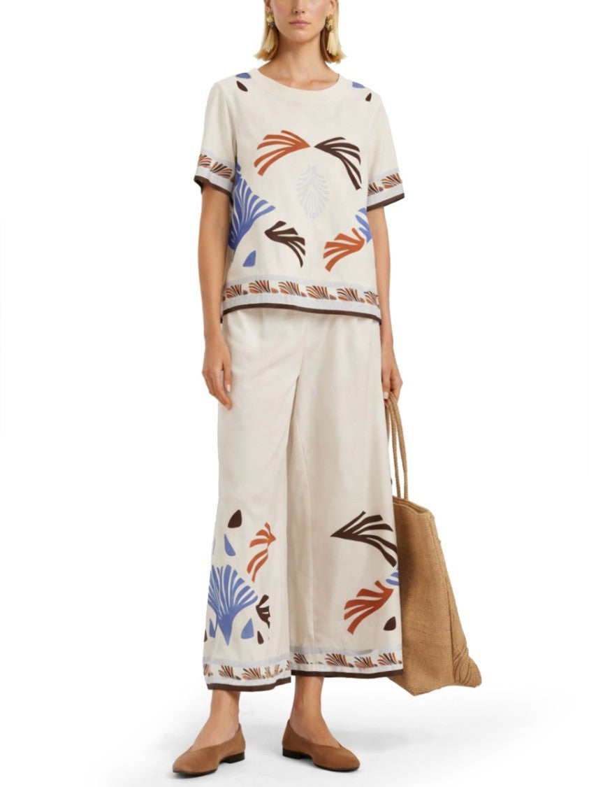 Herno Summer Print Cotton Wide-Leg Pants