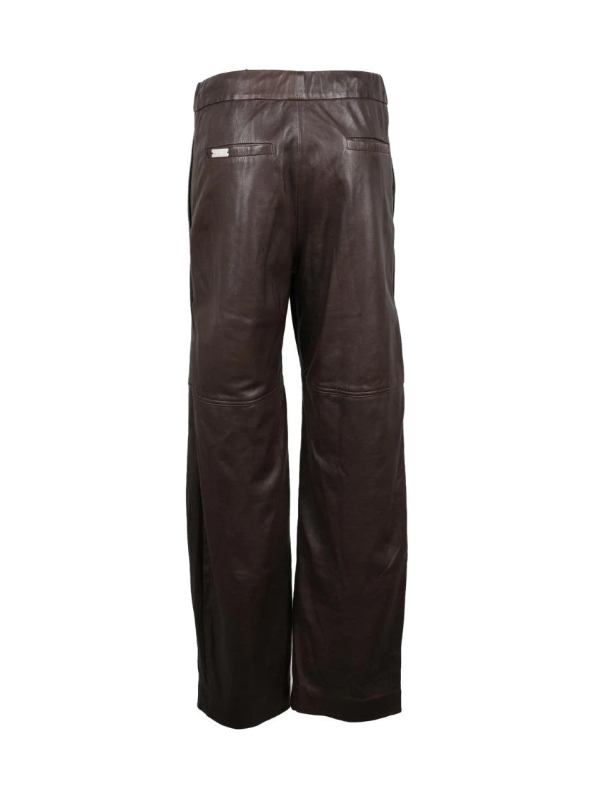 Margaux Lonnberg High-Waisted Brown Leather Pants With Adjustable Waist