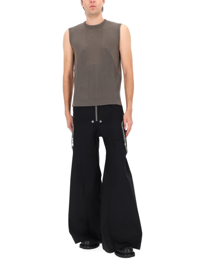 Rick Owens Grey Wool Boxy Textured Knit Top