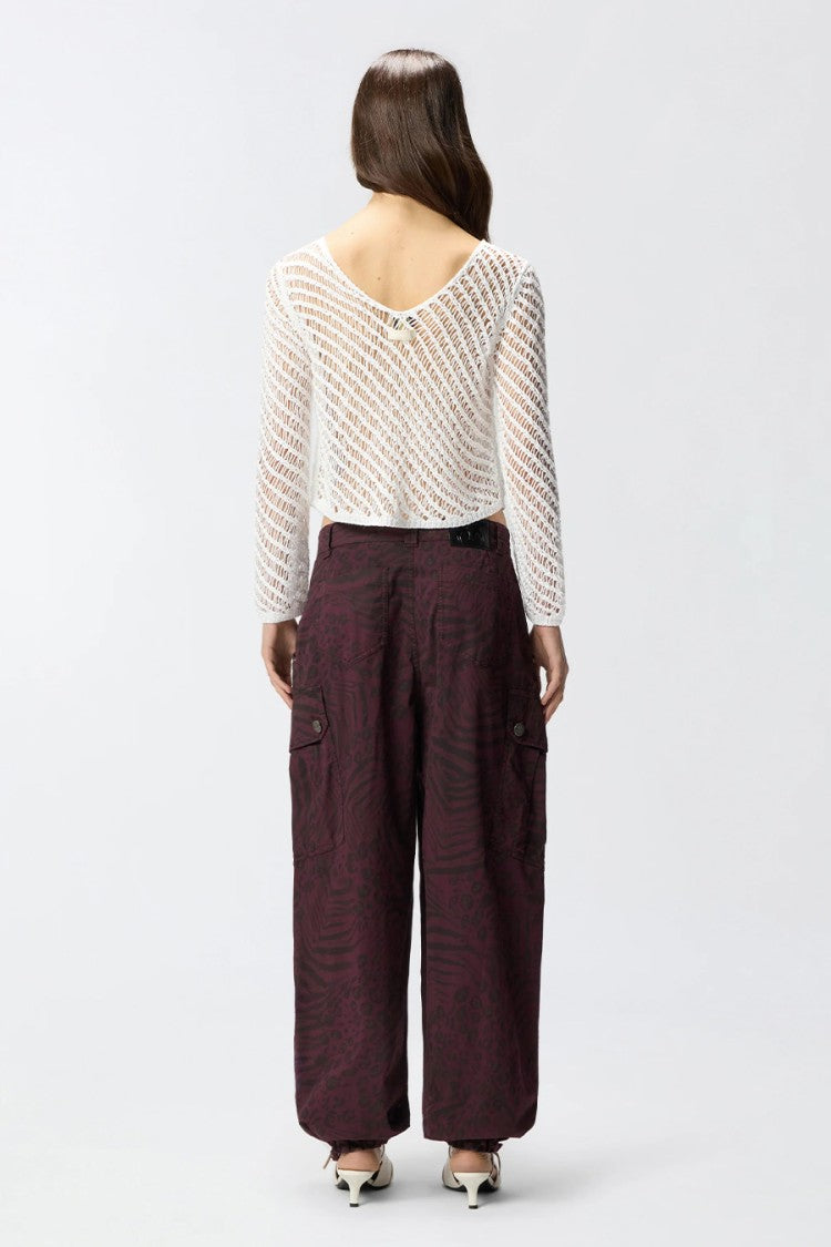 Pinko White Ribbed-Knit Boat-Neck Sweater