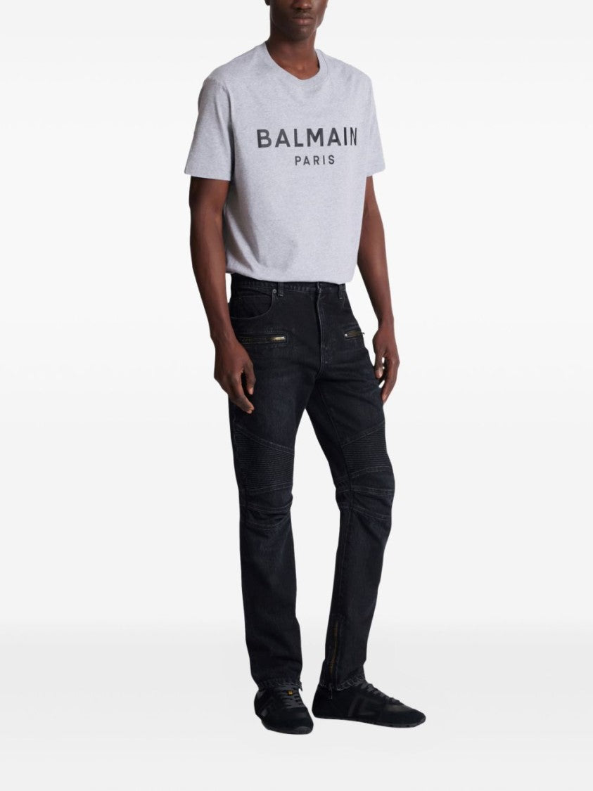Balmain Slim Fit Ribbed Zippered Jeans