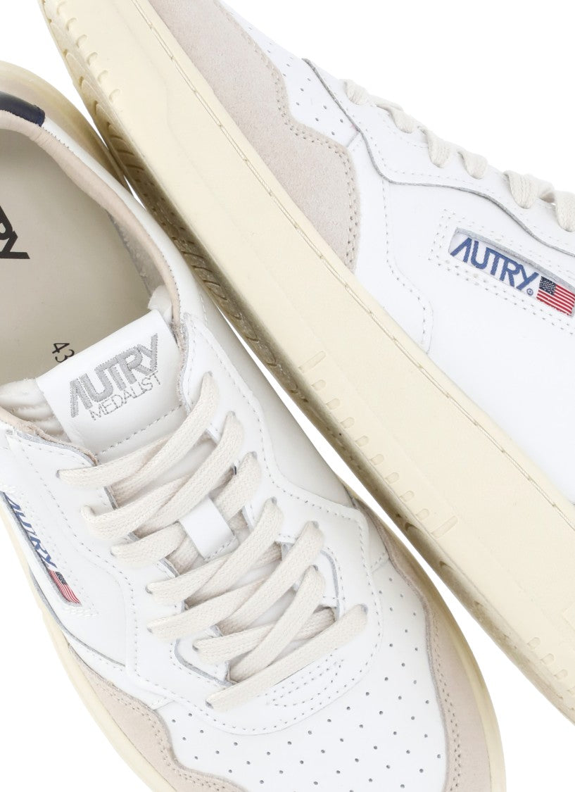 Autry White Low-Top Suede Leather Sneakers