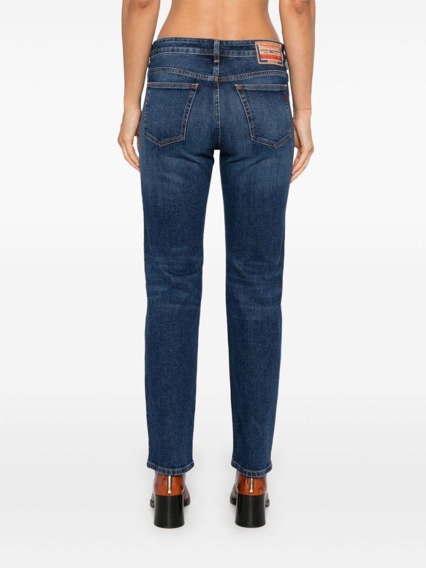 Diesel Indigo Blue Straight Leg Washed Jeans