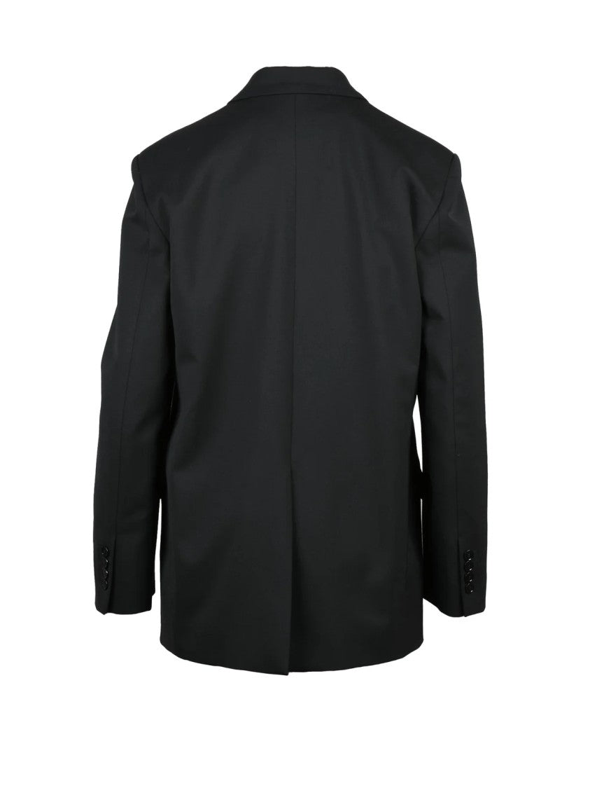 Jucca Black Polyester-Blend Double-Breasted Long Jacket