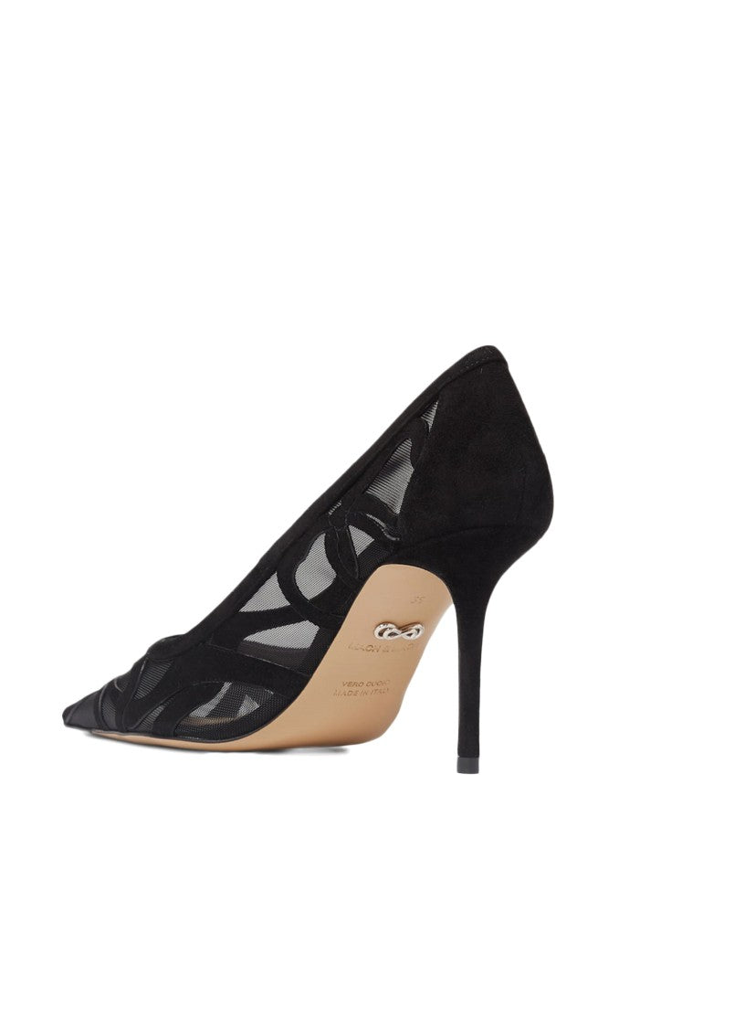 Mach & Mach Ribbon Bow Black Suede Pumps (85Mm)