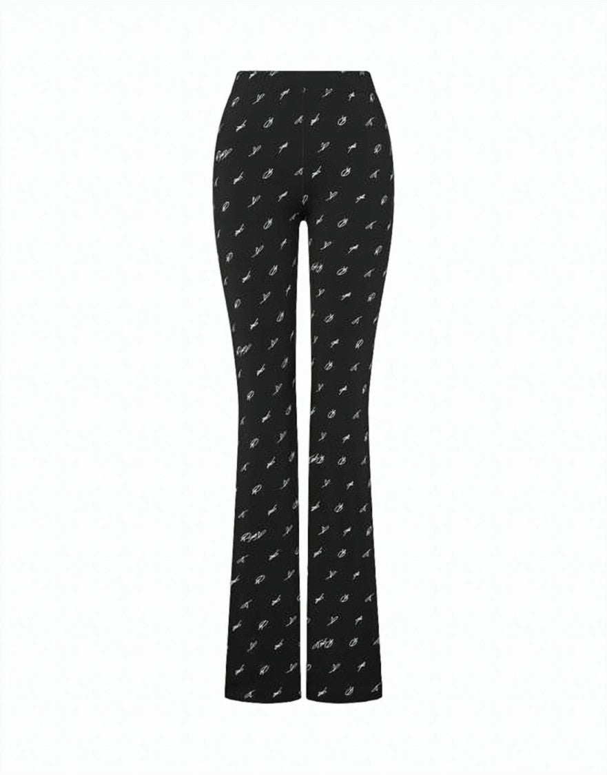 Moschino Fitted Flared Pants With All-Over Logo Pattern