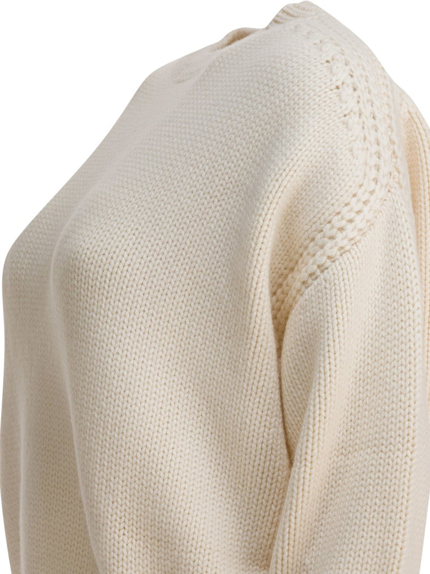 Sa Su Phi Creamy Cashmere Knit Sweater With Ribbed Detailing