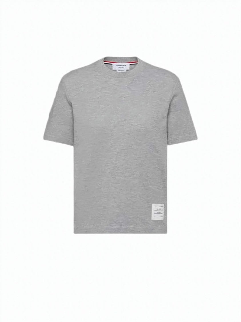 Thom Browne Classic Pique Knit T-Shirt With Tricolor Ribbon Detail