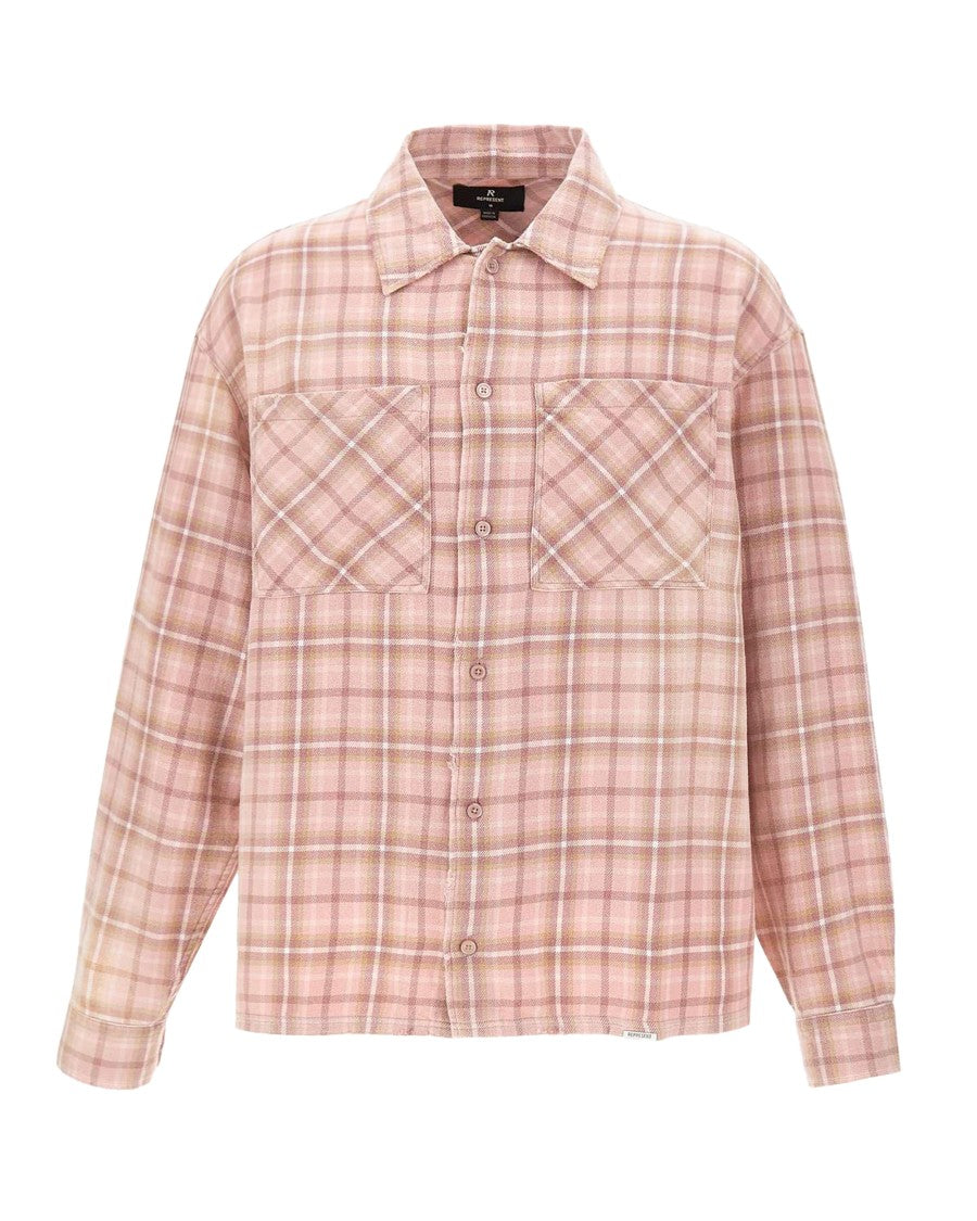 Represent Checkered Cotton Oversized Shirt With Distressed Details