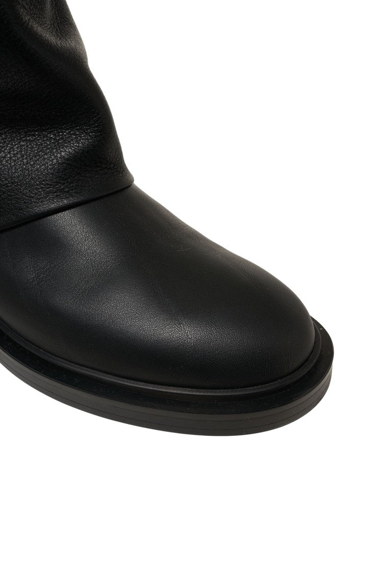Copenaghen Smooth Leather Ankle Boots With Slouched Shaft