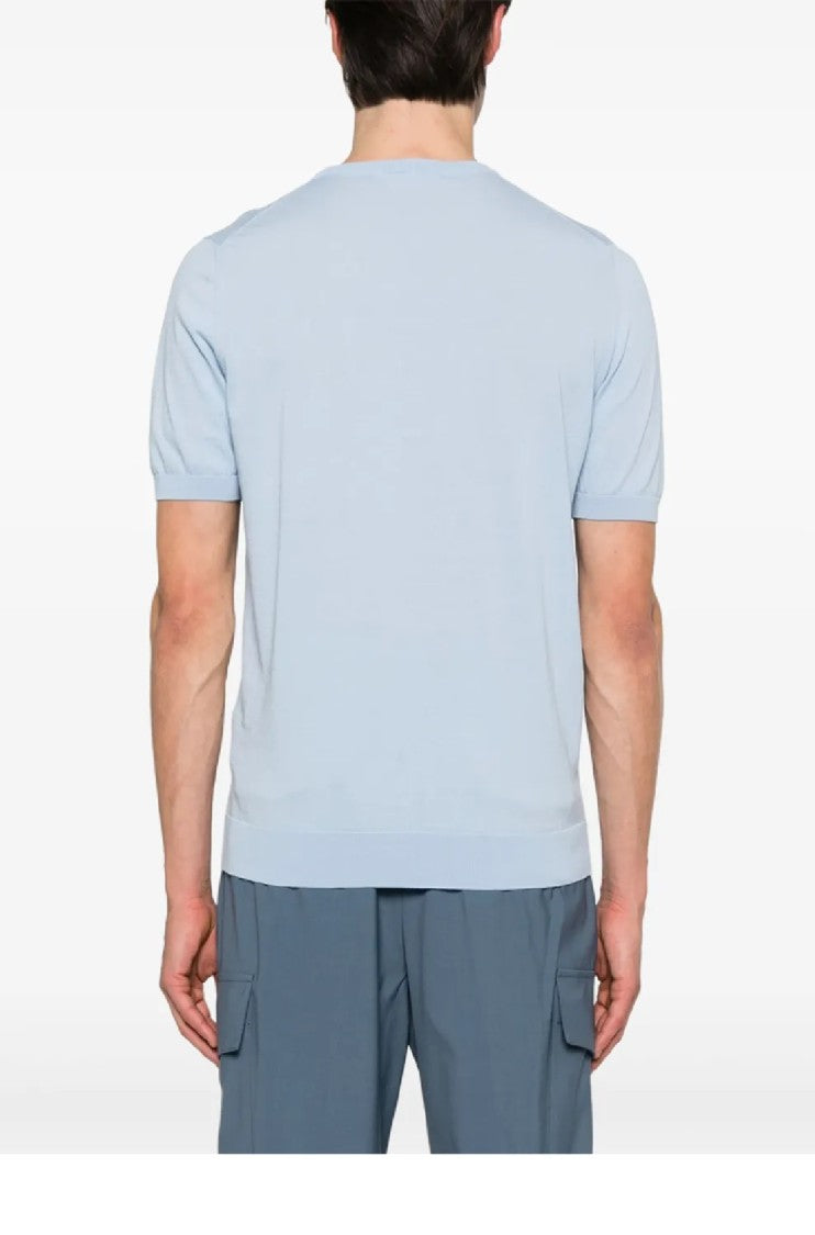Tagliatore Light Blue Cotton T-Shirt With Classic Fit