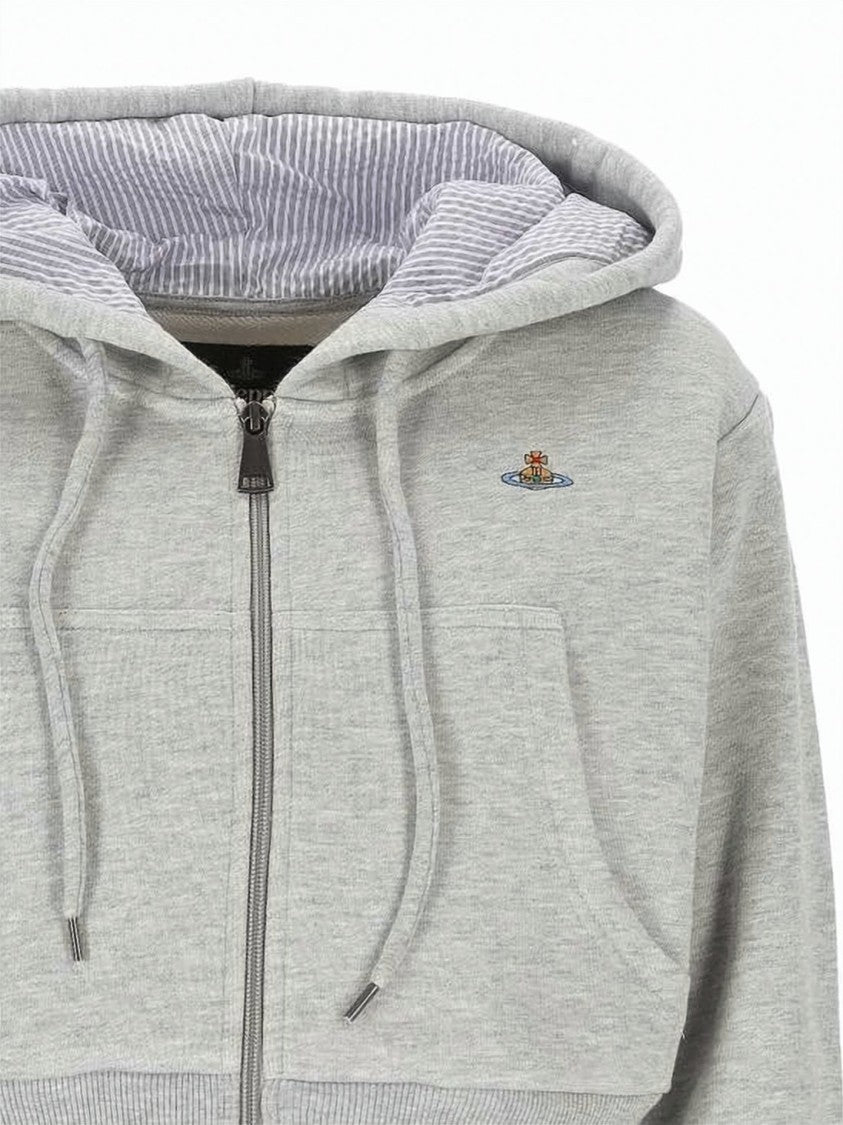 Vivienne Westwood Cropped Zip-Up Hoodie With Drawstring And Ribbed Details