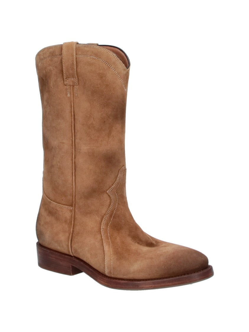 Jil Sander Mid-Calf Boots In Soft Calf Suede With Rounded Toe