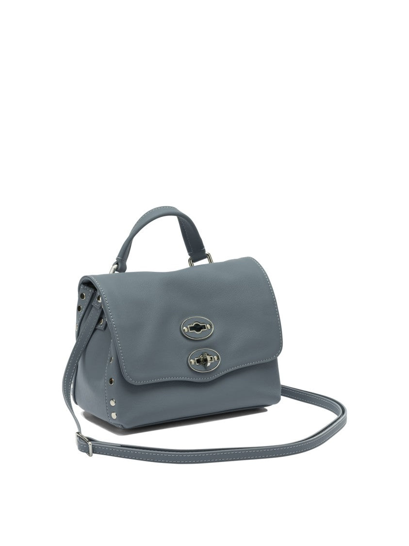 Zanellato Structured Blue Leather Handbag With Turn-Lock Closure